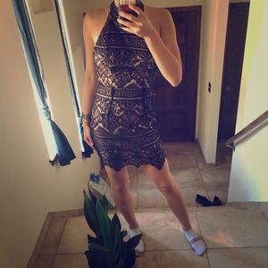 Medium Dress Forum Black/Tan Lace Mini Dress 🖤🖤